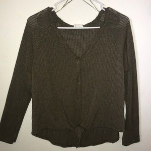 Comfy button down+ tie up shirt